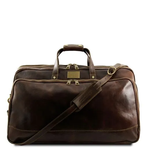 Bora Bora - Sac à Roulettes en Cuir - Petit Modèle Marron Foncé TL3065