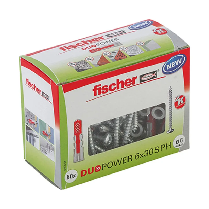 Bote de 50 vis de charpente Power-Fast à empreinte TX FISCHER FPF-WT - tête disque - filetage partiel