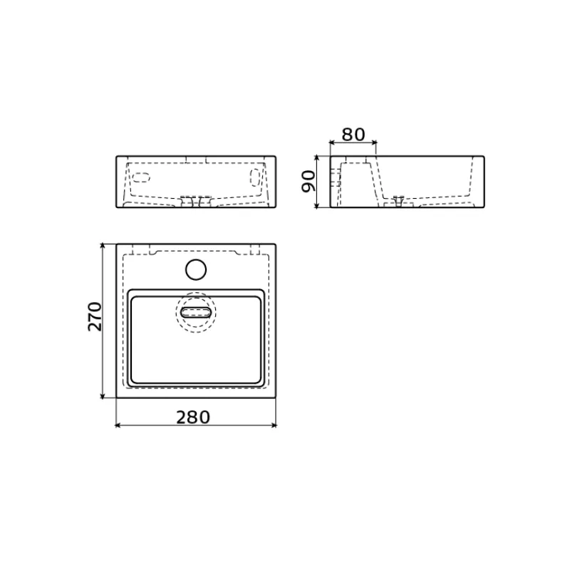 clou Flush 1 lave-mains trou robinet - Céramique noir mat | Banio