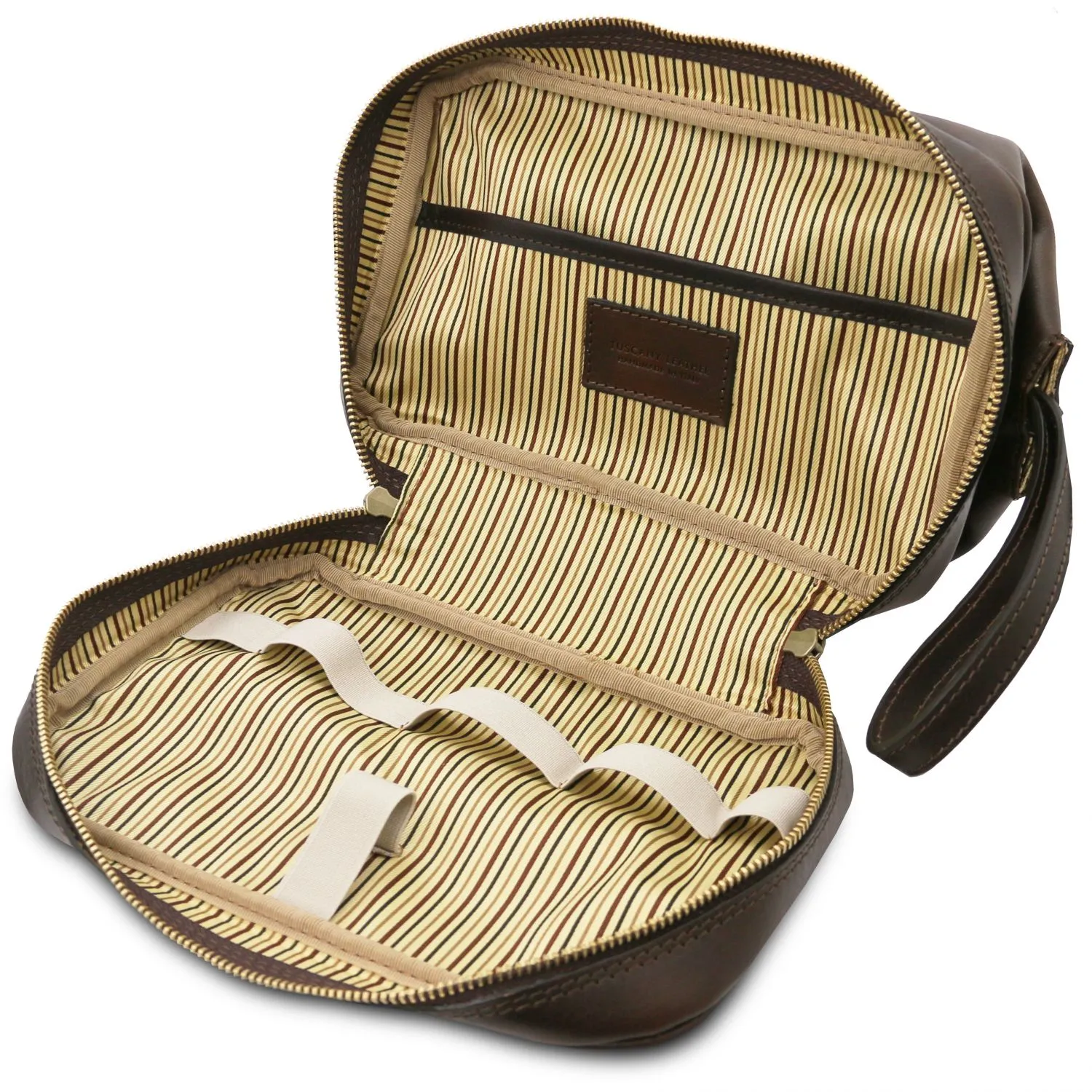 Colombo Sac de Voyage en Cuir et Trousse de Toilette en Cuir Marron Foncé