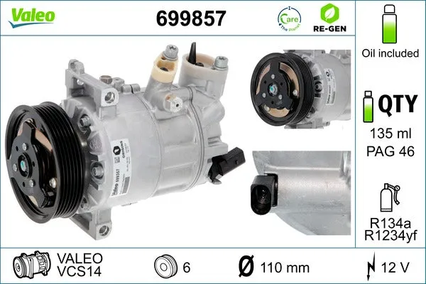 Compresseur, climatisation VALEO 699857 