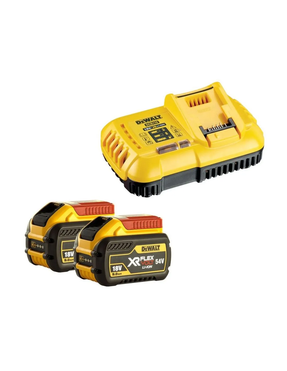 Pack 2 batteries XR FLEXVOLT 54V 9Ah Li-Ion + chargeur rapide - DCB118X2 - Dewalt