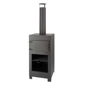 Poêle de terrasse avec four à pizza noir